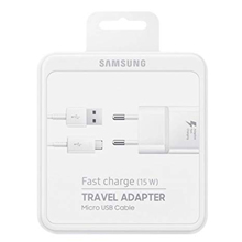 SAMSUNG CARICABATTERIE FAST CHARGE 15W TRAVEL ADAPTER MICRO USB BIANCO IN BLISTER NEW