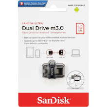 PENDRIVE SANDISK ULTRA DUAL DRIVE USB 3.0-MICRO-USB 16 GB BLACK