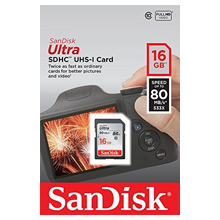 MEMORIA SD SANDISK 16 GB ULTRA SDHC 80 MB-S