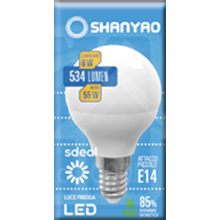 SHANYAO LAMPADINA LED G45 SFERA E14 6W 6400K LUCE FREDDA