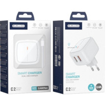 CARICABATTERIA JELLICO C2 2.4A 2 X USB + CAVO LIGHTING BIANCO