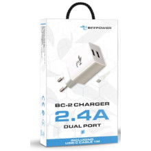 CARICABATTERIA BEEPOWER BC-2 2.4A 2XUSB + CAVO TYPE-C BIANCO