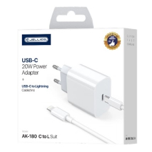 CARICABATTERIA AK180 20W PD USB-C + CAVO USB-C LIGHTNING BIANCO