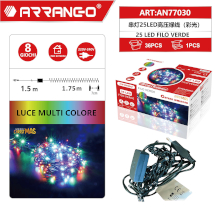 FILO DI LUCI LUCE MULTICOLOR 25 LED 1.5M + 1.75M DA INTERNO
