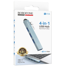 HUB BOROFONE FH1A 4 IN 1 DA TYPE-C A 3 X USB 2.0 + 1 X USB 3.0 GRIGIO