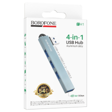 HUB BOROFONE FH1 4 IN 1 DA USB A 3 X USB 2.0 + 1 X USB 3.0 GRIGIO
