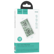 SVEGLIA DIGITALE DA INTERNO HOCO HX42 CON TERMOMETRO E IGROMETRO BIANCA