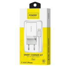 CARICABATTERIA FONENG K210 2.1A 10W 1XUSB + CAVO LIGHTNING BIANCO