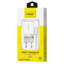 CARICABATTERIA FONENG K210 2.1A 10W 1XUSB + CAVO MICRO-USB BIANCO