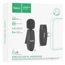 MICROFONO CON RICEVITORE TYPE-C WIRELESS HOCO L15 CON CLIP NERO