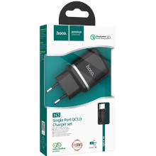 CARICABATTERIA HOCO USB 3A QC3.0 CON CAVO TYPE-C N3 NERO