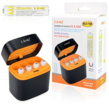 CARICABATTERIE CON BOX PER PILE AA E AAA + 4 BATTERIE AAA 3000MWH