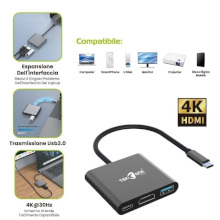 ADATTATATORE 3 IN 1 DA TYPE-C A HDMI + USB + TYPE-C OCTEK-11