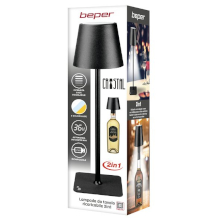 LAMPADA DA TAVOLO RICARICABILE + ADATTATORE PER BOTTIGLIE NERA