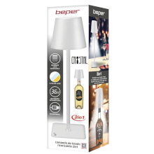 LAMPADA DA TAVOLO RICARICABILE TOUCH + ADATTATORE PER BOTTIGLIE BIANCA