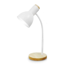 LAMPADA DA TAVOLO E27 CON BASE IN LEGNO 36CM 1.5M BIANCA