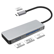 CARD READER USB TYPE-C SD MICRO SD CF IN ALLUMINIO