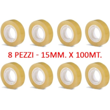 NASTRO ADESIVO TRASPARENTE 15MMX100M CONF. 8 PEZZI