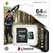 MICRO SD SDCG3 64 GB CANVAS GO PLUS 170R A2 U3 V30 SUPPORTO 4K CON ADATTATORE