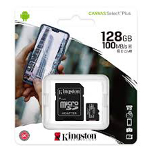MICRO SD HC KINGSTON 128 GB CON ADATTATORE SD CANVAS SELECT PLUS CLASS 10