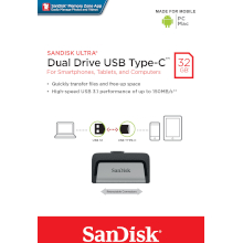PENDRIVE SANDISK ULTRA DUAL DRIVE USB 3.1-USB TYPE-C 32 GB GRAY