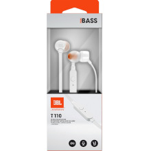 AURICOLARI CON MICROFONO IN-EAR JBL T110 BASS BIANCHI