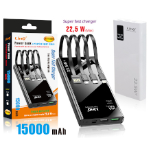 POWER BANK SUPER FAST CHARGER 15000MAH 22.5W CON CAVO 3 IN 1