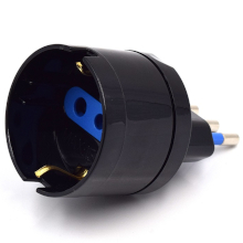 ADATTATORE SCHUKO SPINA 10A CON PRESA SCHUKO 10A NERO CONFEZIONATO