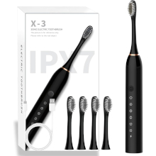 SPAZZOLINO ELETTRICO SONICO X3 CON 4 TESTINE NERO